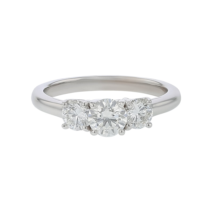 0.55ct Round Brilliant Diamond and 0.60ct Round Brilliant Diamond 3 Stone Ring in 18K White Gold, size 6.5