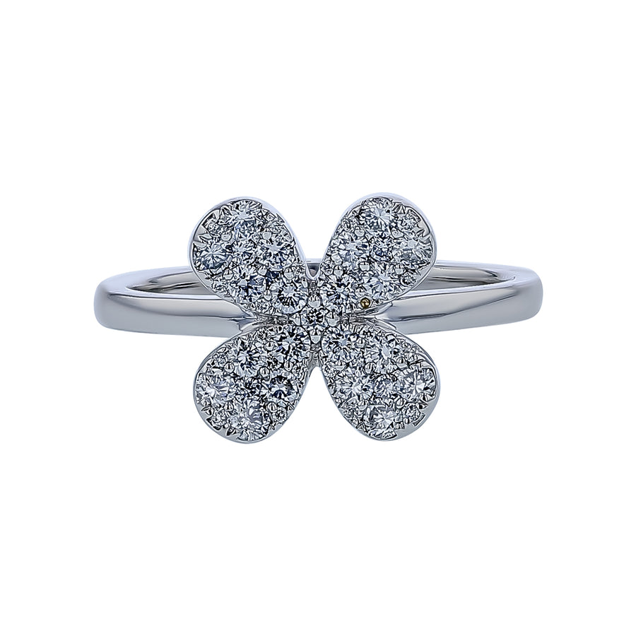 0.51ct Diamond Flower Ring in 14K White Gold, size 6