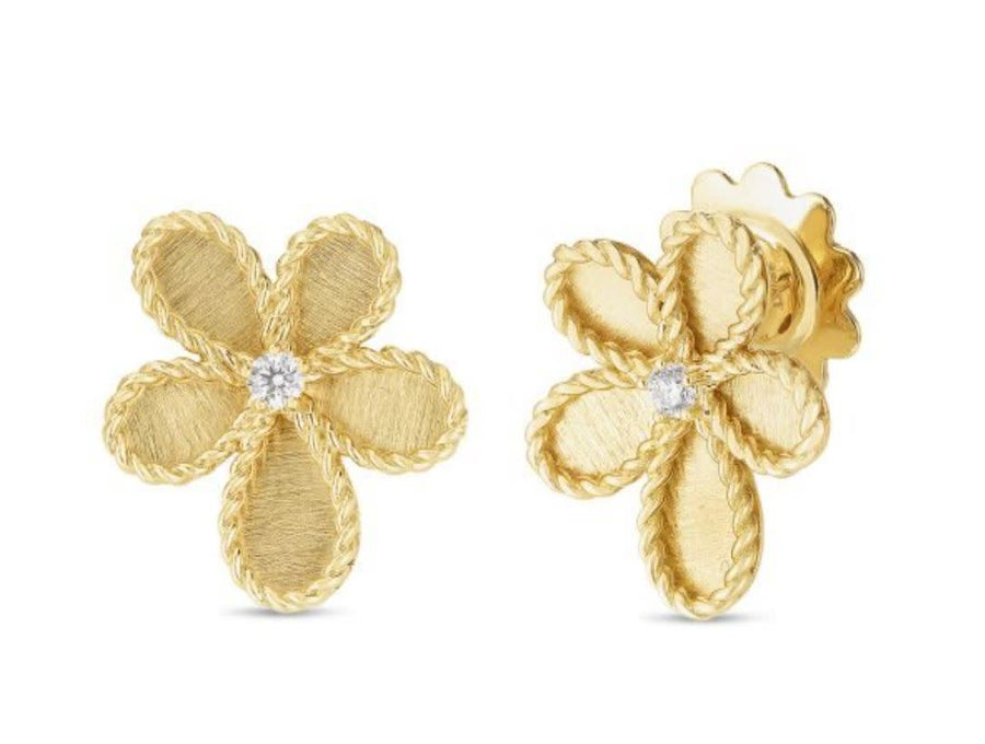 Jasmine 0.07ct Diamond Flower Earrings in 18K Yellow Gold