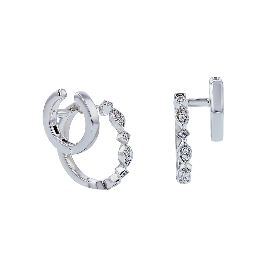 0.10ct Diamond Double Hoop Earrings in 14K White Gold