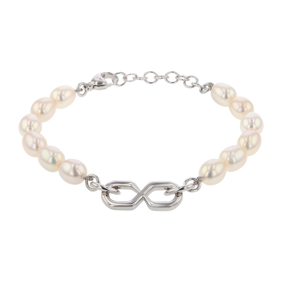 Infinite & Boundless Freshwater Pearl Infinity Bracelet in Sterling Silver, 7.5"