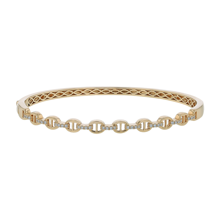 0.20ct Diamond Link Bangle Bracelet in 14K Yellow Gold