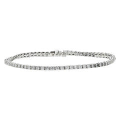 2.90-3.15ct Fire & Ice Round Brilliant Diamond Straight Line Bracelet in Platinum, 7"