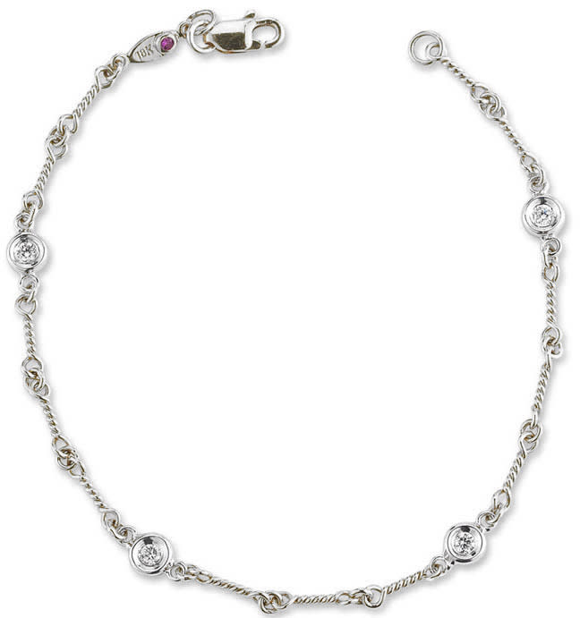 Diamonds by the Inch 0.16ct Diamond 4 Station Bracelet in 18K White Gold, 7"