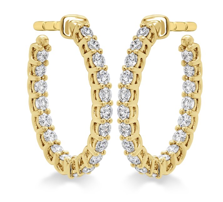 Signature 0.61-0.71ct Diamond Oval Hoop Earrings in 18K Yellow Gold