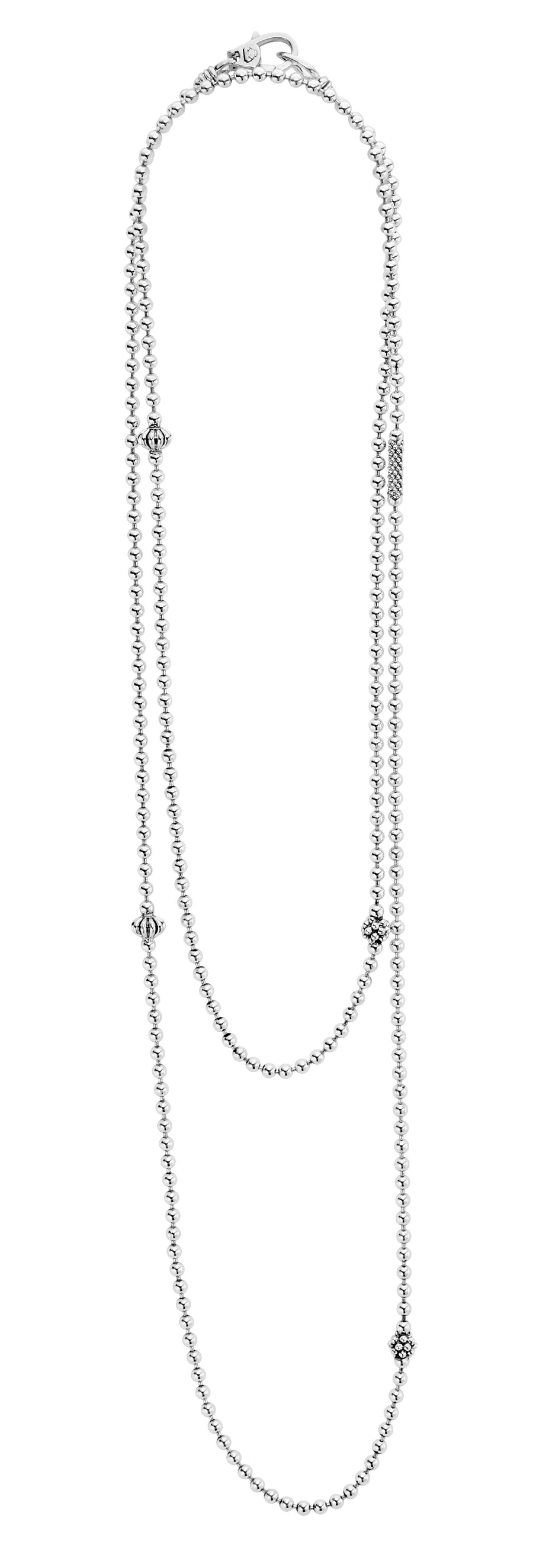 Caviar Icon Element Ball Necklace in Sterling Silver, 36"