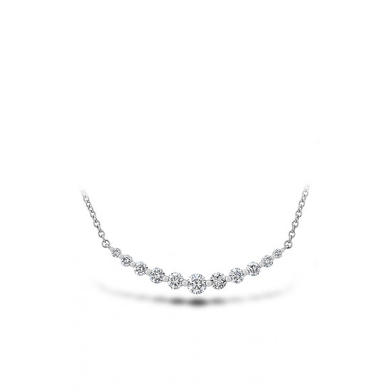 0.56-0.65ct Diamond Smile Necklace in 18K White Gold, 18"