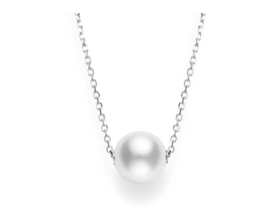 18K WHITE GOLD 10MM A+ WHITE SOUTH SEA PEARL 18" PENDANT WITH CHAIN