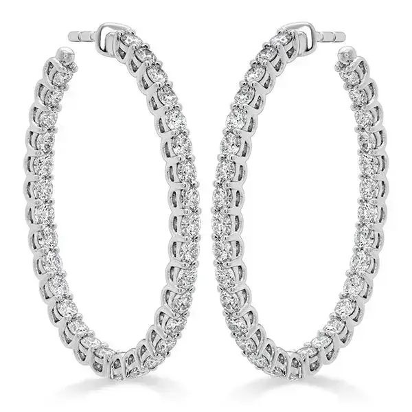 Signature 2.61-2.71ct Diamond Oval Hoop Earrings in 18K White Gold
