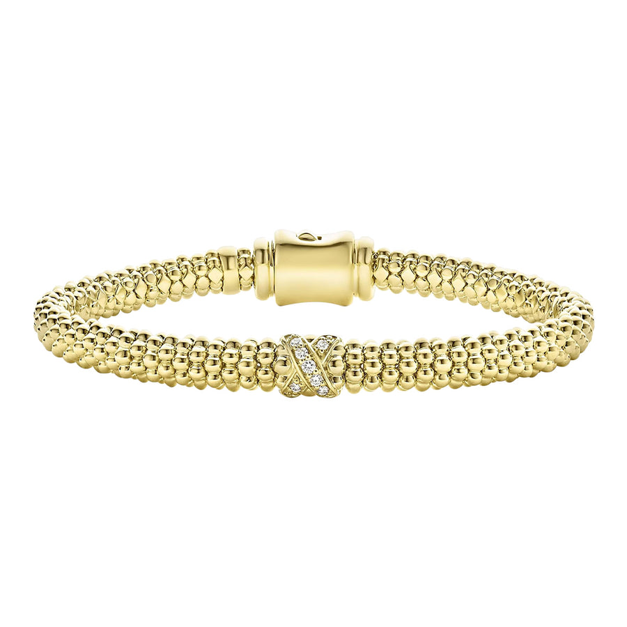 Embrace 0.07ct Diamond 6mm Single X Rope Bracelet in 18K Yellow Gold, size 7