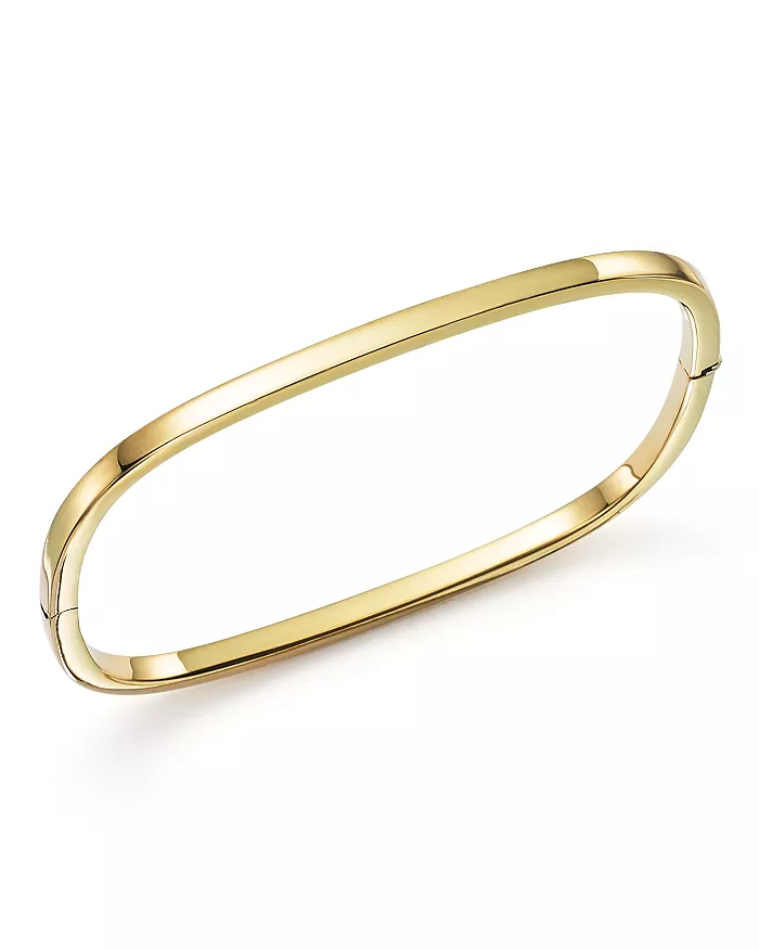 Designer Gold Square Hinged Bangle Bracelet in 18K Yellow Gold