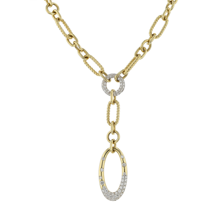 0.36ct Diamond Mixed Link Necklace in 14K Yellow Gold, 18"
