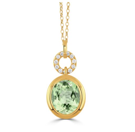 Mint Mojito 4.91Ct Green Amethyst and 0.19Ct Diamond Pendant only in 18k Yellow Gold