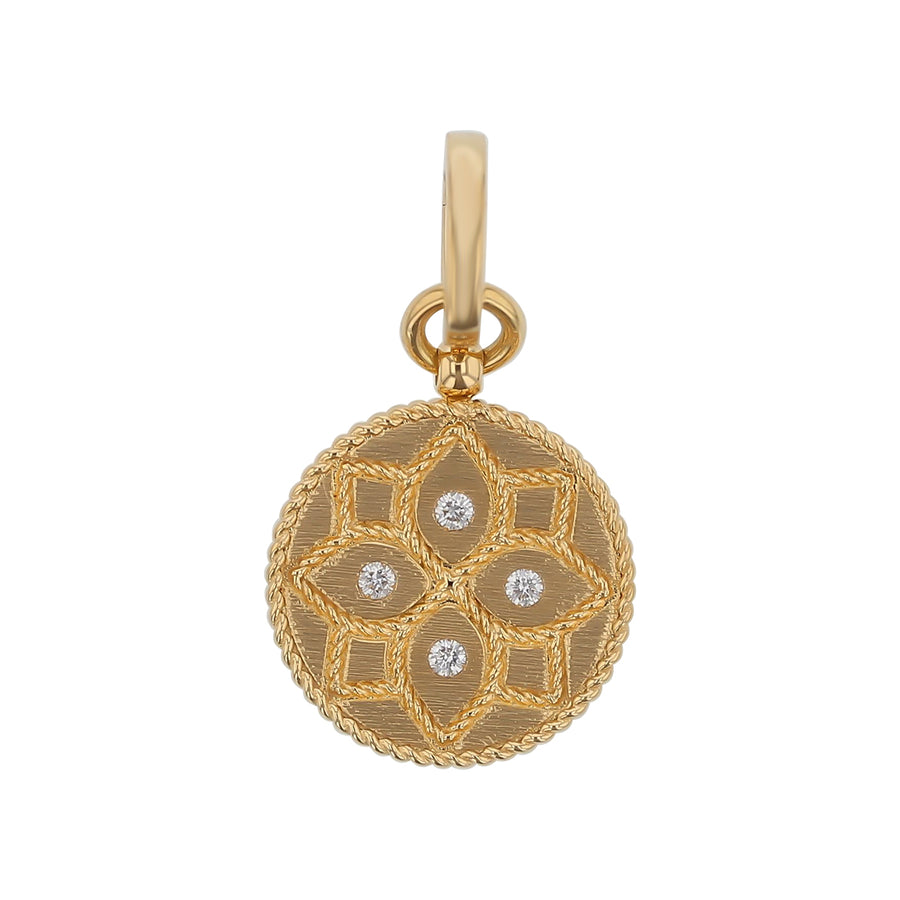 Venetian Princess 0.06ct Diamond Small Medallion Pendant in 18K Yellow Gold
