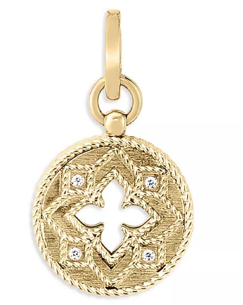 Venetian Princess 0.08ct Diamond Small Medallion Pendant in 18K Yellow Gold, without chain