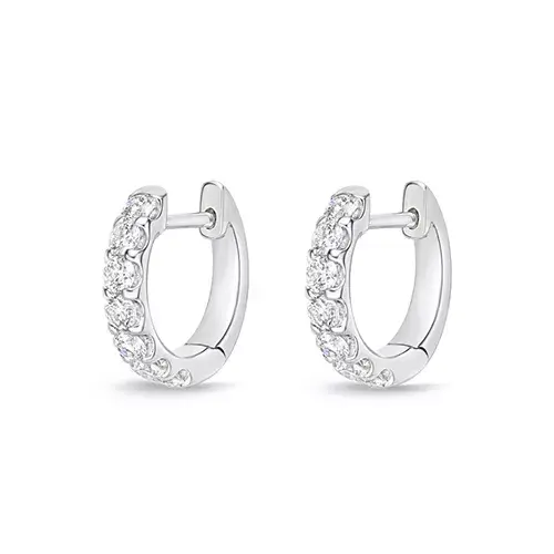 Odessa 0.49-0.57ct Diamond Huggie Hoop Earrings in 18K White Gold