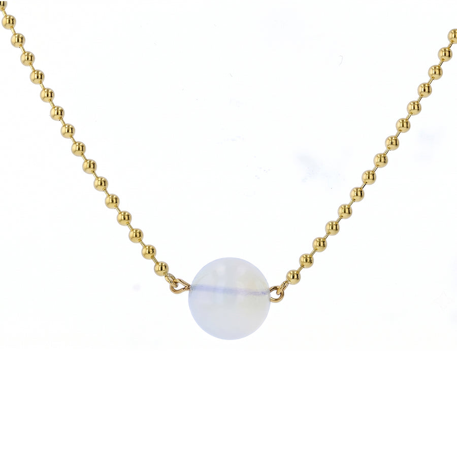 4.03ct Round Opal 10mm Station Necklace in 14K Yellow Gold,  16-18