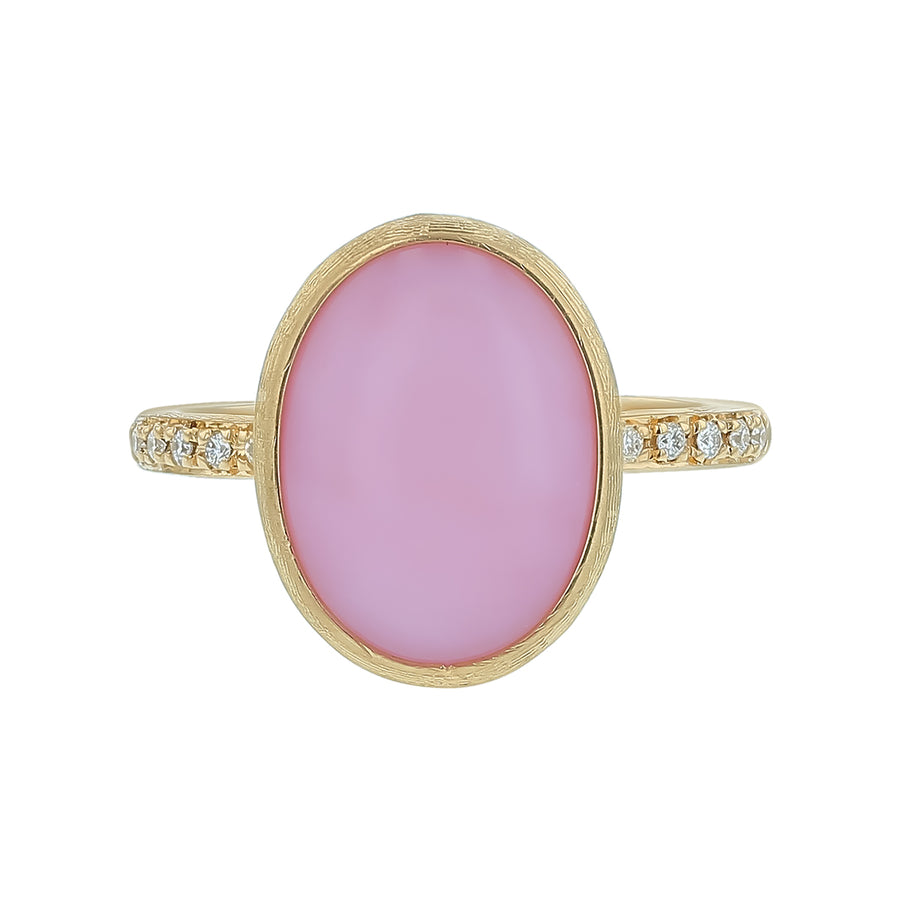 Siviglia Pink Opal and 0.07ct Diamond Ring in 18K Yellow Gold Size 7