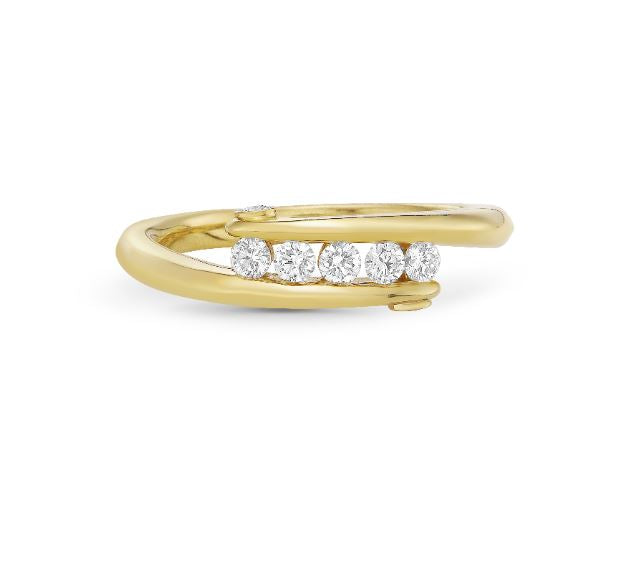 0.32ct Diamond Clutch Ring in 18K Yellow Gold, size 6.5