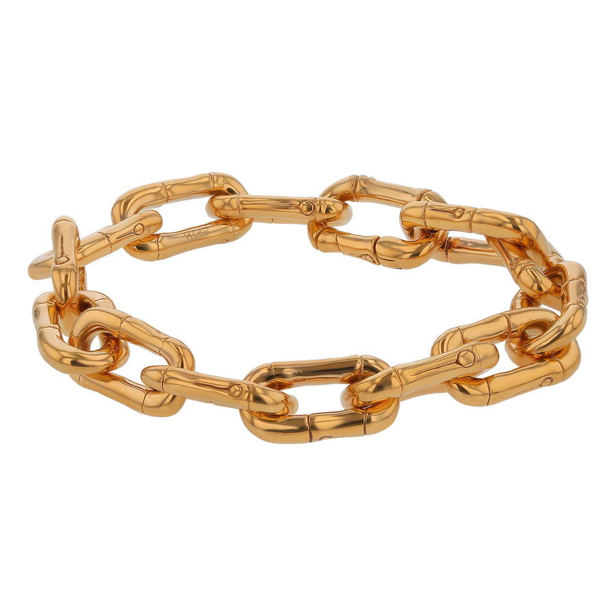 John Hardy Bamboo Oval Link Bracelet in 18k Yellow Gold 7.5"