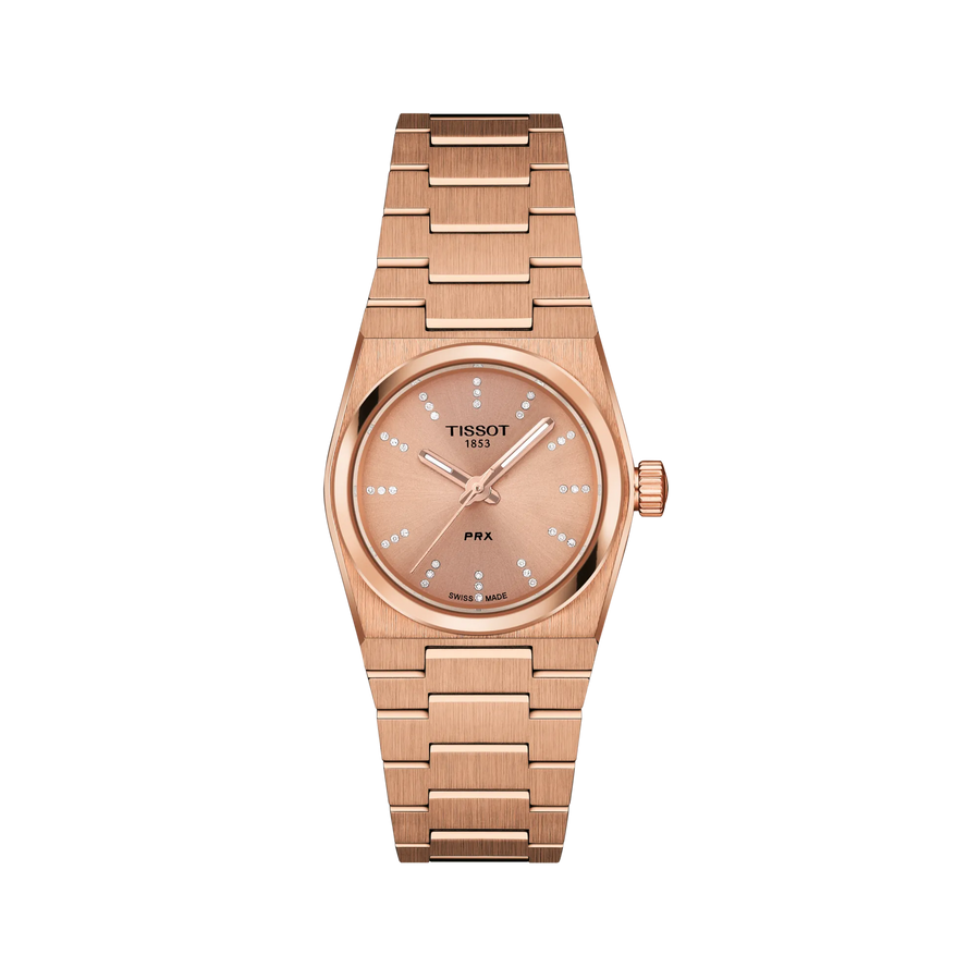 25mm PRX Quartz Watch with Nude Color Dial in Stainless Steel with Carnation Gold PVD, Bracelet