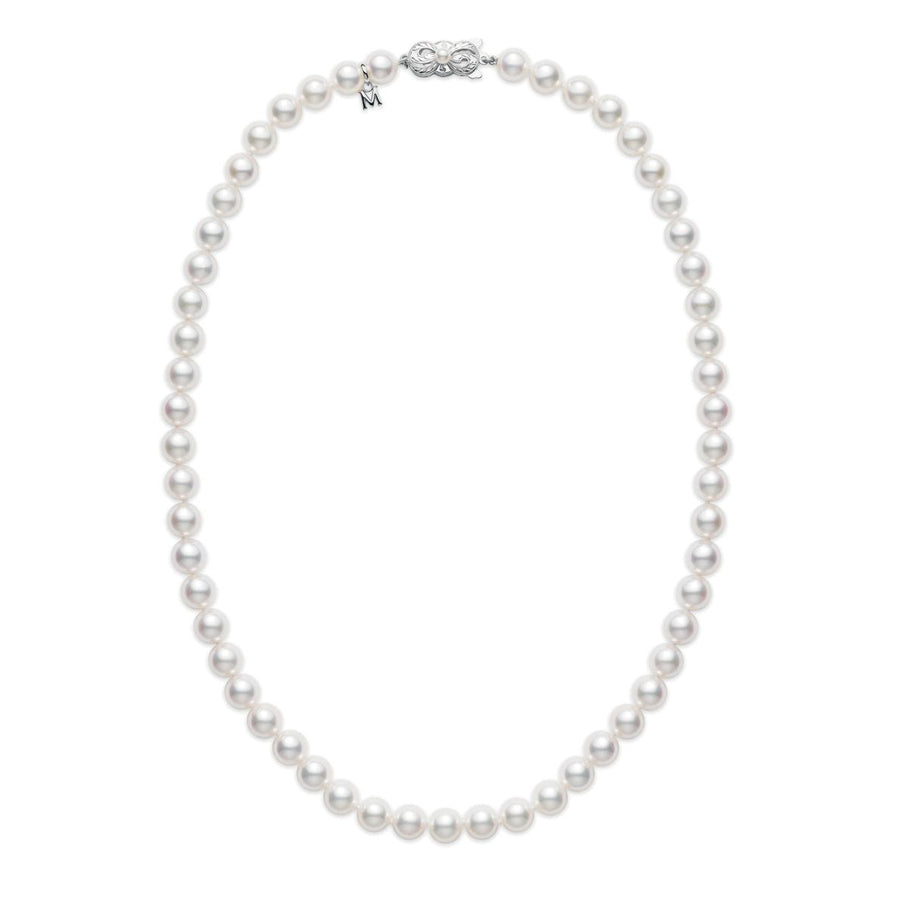 18K WHITE GOLD 7.0-7.5MM A CULTURED PEARL 16" NECKLACE