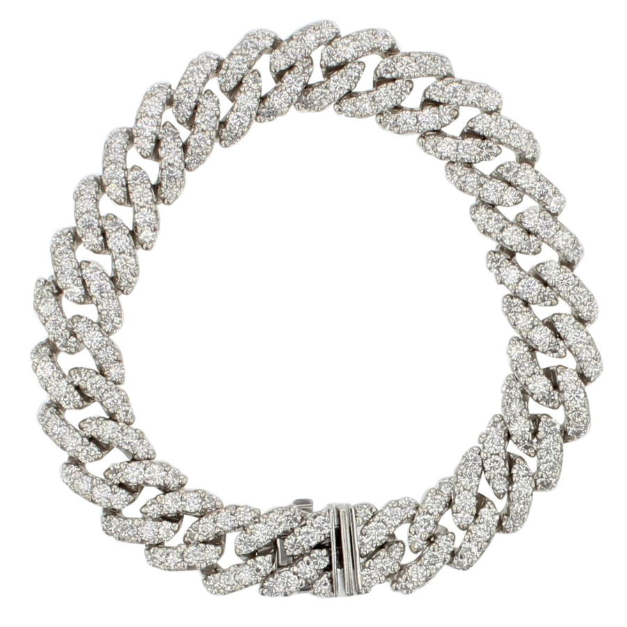 18K White Gold Pave Curb Bracelet