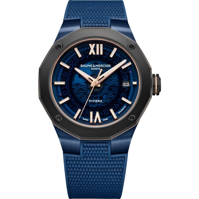42mm Riviera Automatic Watch with Blue Dial in Stainless Steel and Titanium, Strap