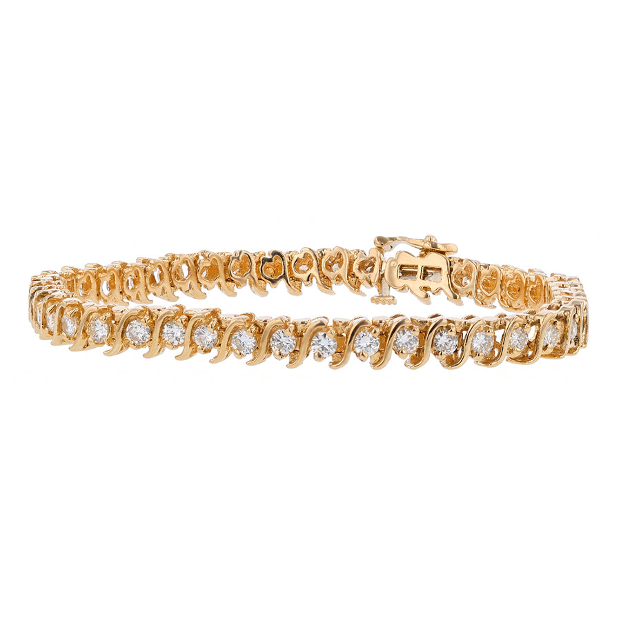 2.64ct Diamond S Link Tennis Bracelet in 14K Yellow Gold 7"