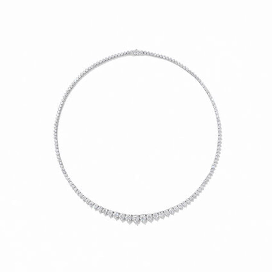 Signature 7.21-7.55ct Diamond Graduated Line Necklace in 18K White Gold, 16"