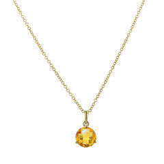 1.62ct Round Citrine 3 Prong Pendant in 14K Yellow Gold, 18" chain