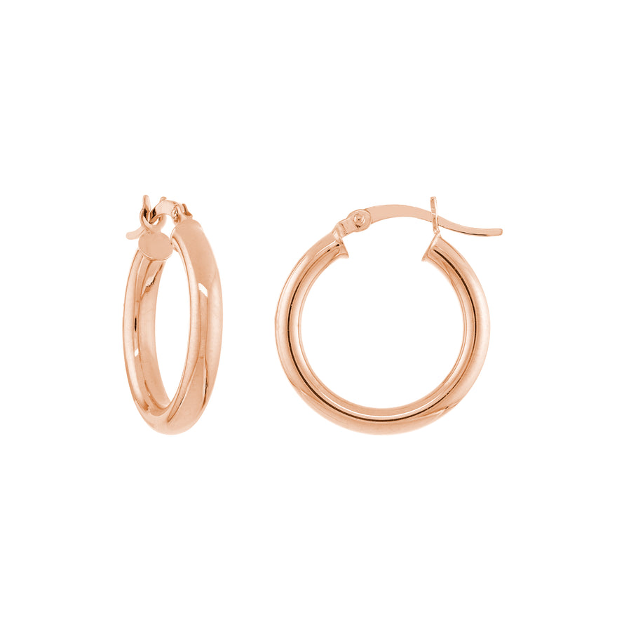 Round Tube Polished Hoop Earrings in 14K Rose Gold