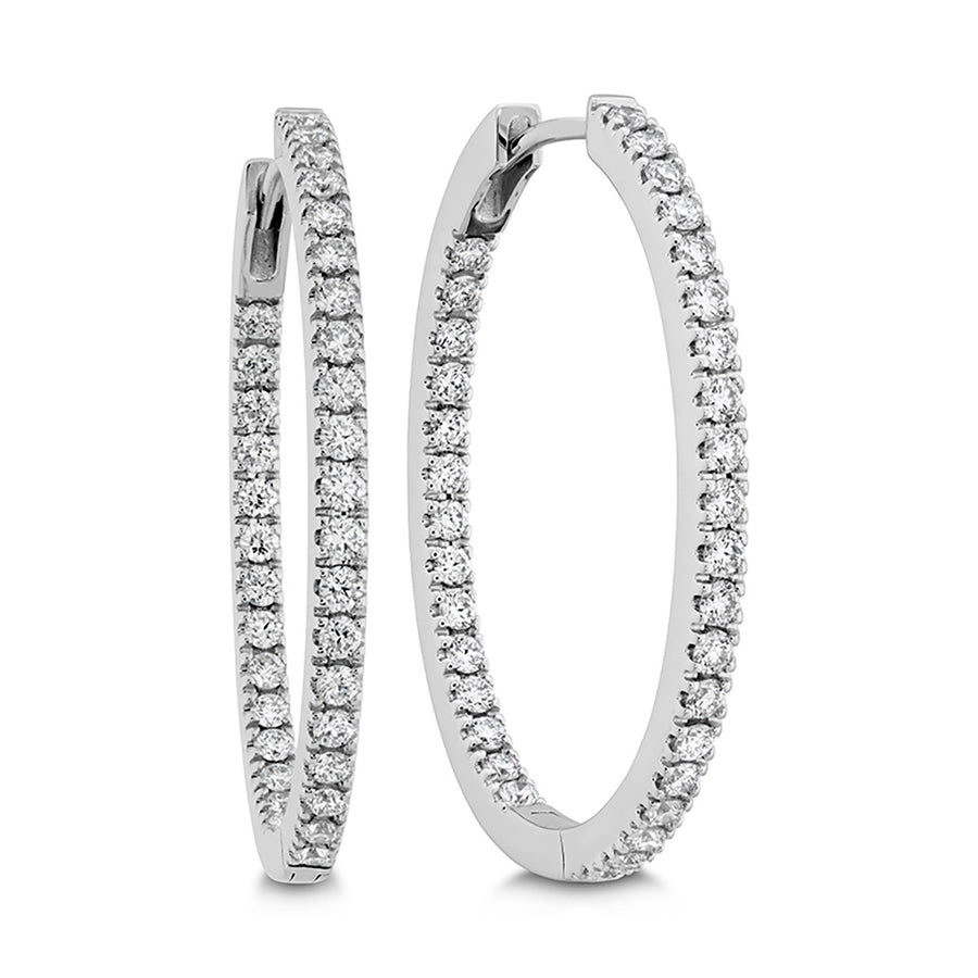 Inside Out 0.95-1.06ct Diamond Oval Hoop Earrings in 18K White Gold