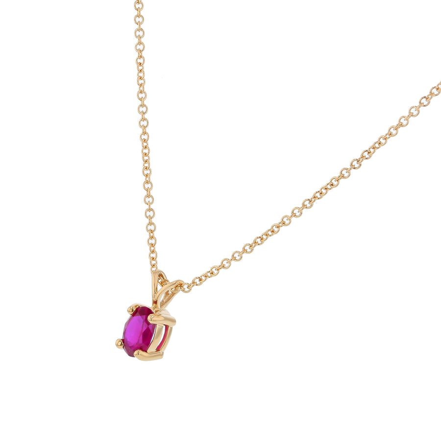 0.64ct Oval Thai Ruby Solitaire Pendant in 18k Yellow Gold, 18" Chain