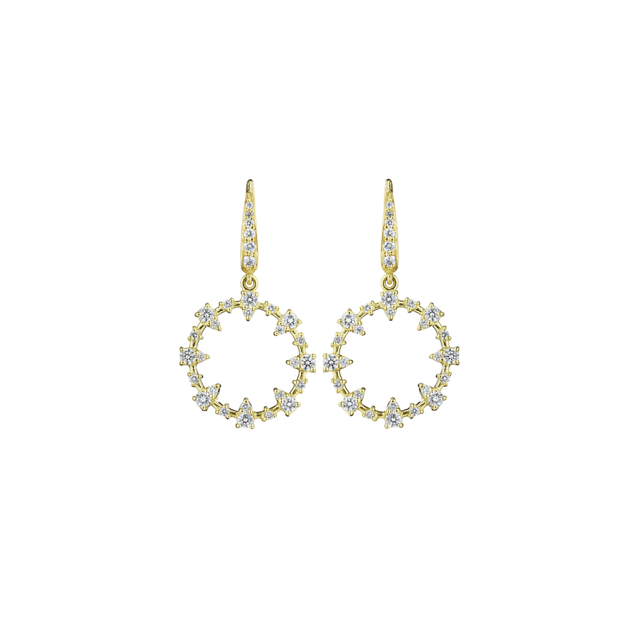 Petite Rockstud 1.26ct Diamond 20mm Circle Drop Earrings in 18K Yellow Gold