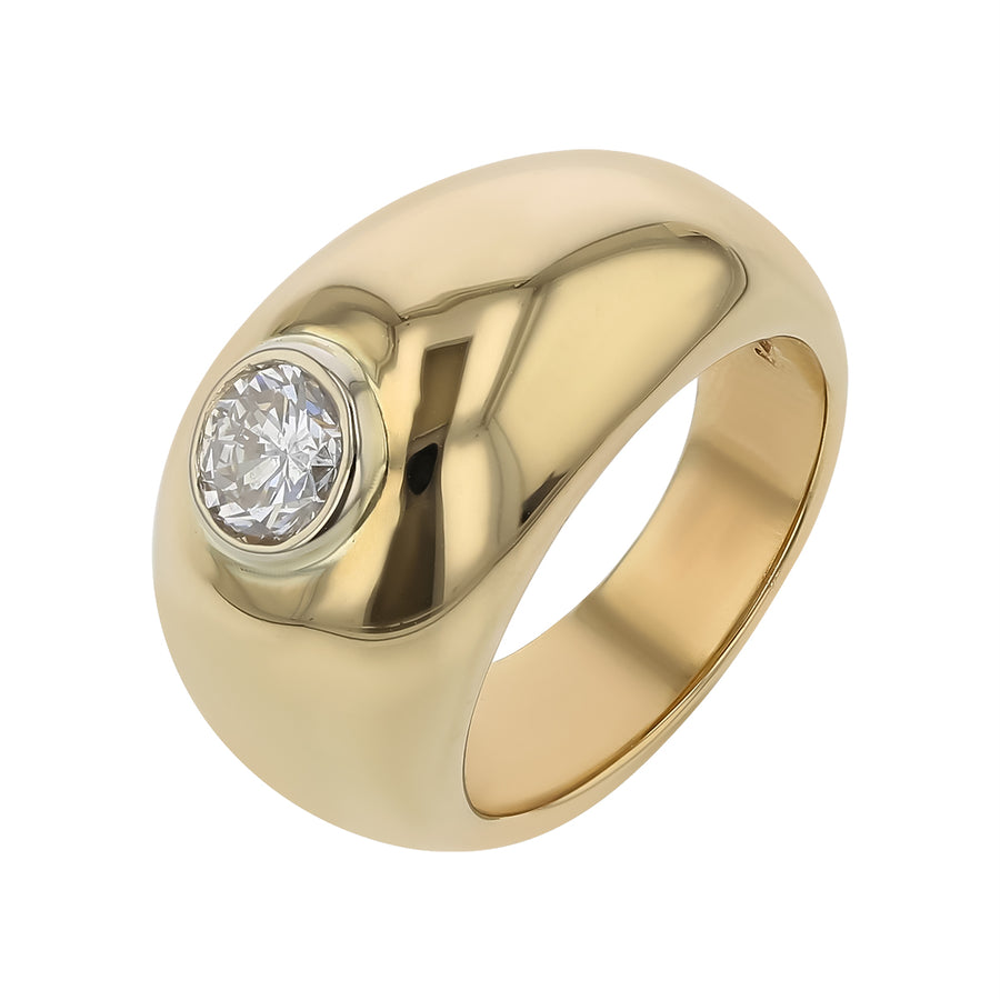 0.78ct Diamond Gypsy Dome Ring in 14K Yellow Gold, size 8 10.5dwt