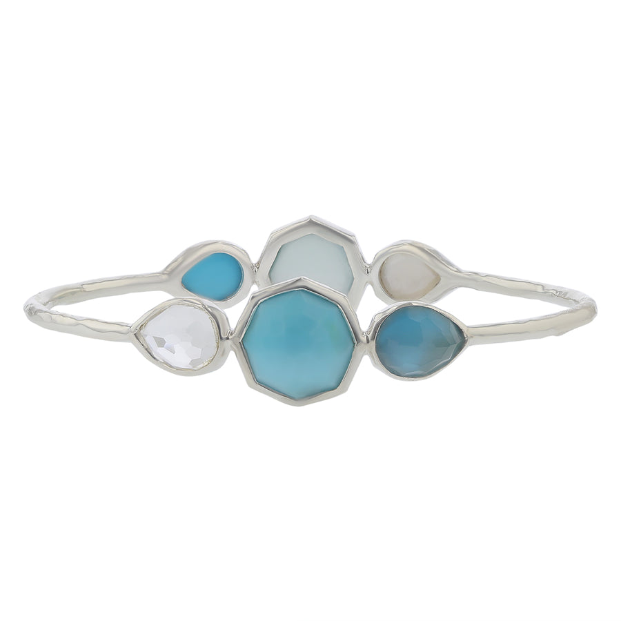 Turquoise, Blue Stone, and White Stone Ippolita Bangle Bracelet in Sterling Silver