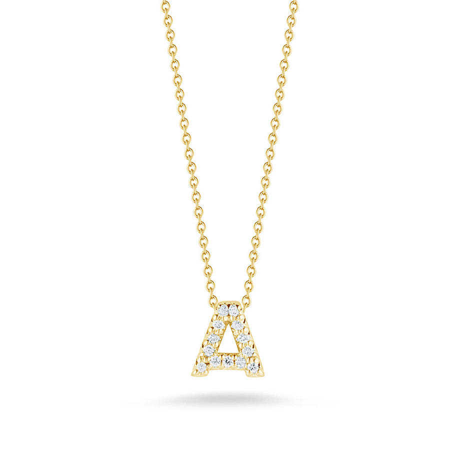 Tiny Treasures 0.06ct Diamond Love Letter "A" Pendant in 18K Yellow Gold on 16-18" inch Chain