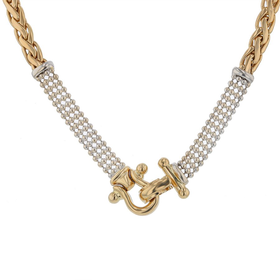 Lagos Caviar Necklace in Sterling Silver and 14k Yellow Gold, 16in