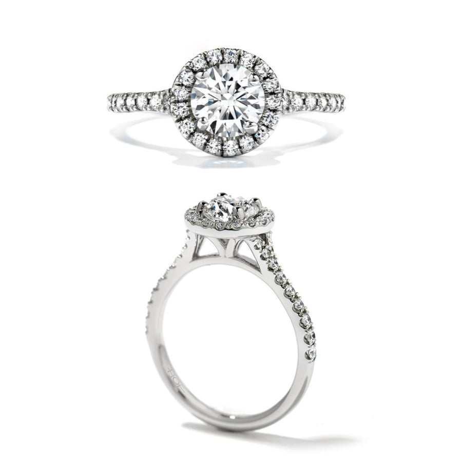 Transced 1.00-1.10ct Diamond and 0.45-0.55ct Diamond Halo Ring in Platinum, size 6.5