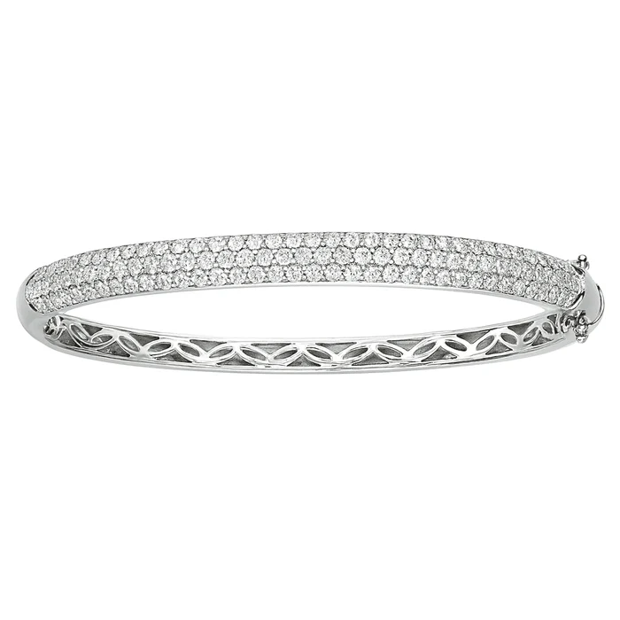 2.00ct Diamond Multi Row Bangle Bracelet in 14K White Gold