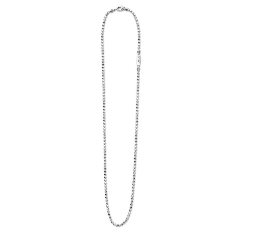 Signature Caviar Logo Link Ball Chain Necklace in Sterling Silver, 20in