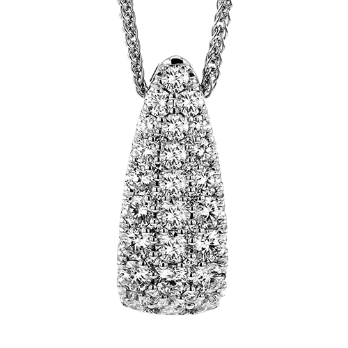1.48ct Diamond Dome Pendant in 18K White Gold, 18" chain