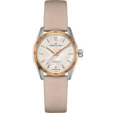 34mm Jazzmaster Performer Automatic Watch with Mother of Pearl Dial in Stainless Steel with Rose Gold PVD, Strap