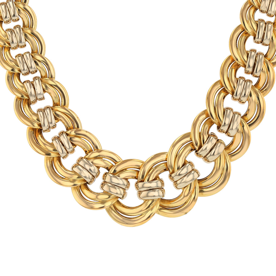 Graduated Two Tone Curb Chain in 18K Yellow and White Gold, 18"