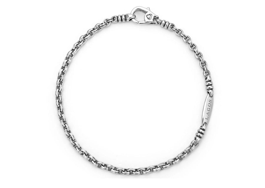 Anthem Double Link Caviar Chain Bracelet in Sterling Silver, Size 8