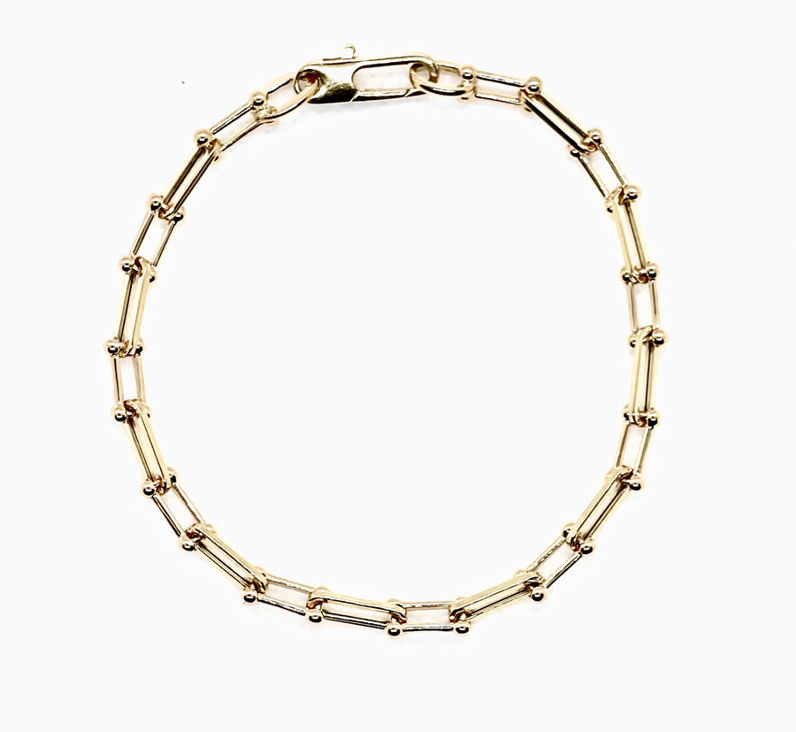 Alternating Paperclip Link and Fancy Link Bracelet in 18K Yellow Gold, 7in