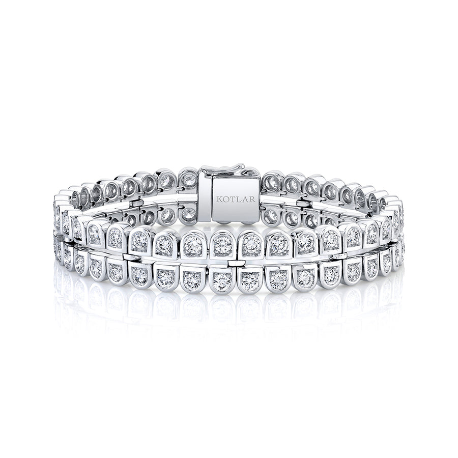 Scallop Silhouette 4.79ct Diamond Double Row Bracelet in 18K White Gold