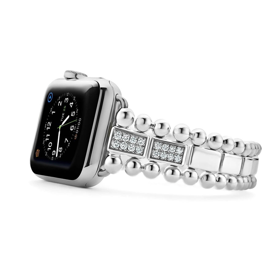 38mm Smart Caviar 1.20ct Diamond Link Watch Bracelet in Sterling Silver, size 7