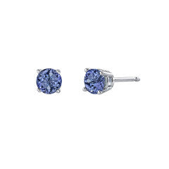 1.16ct Round Tanzanite Basket Stud Earrings in 14K White Gold